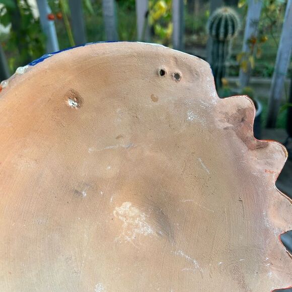 Mexican Folk Art Talavera Moon Sun Eclipse Hand Painted Clay Wall Hanging 8.5" - Picture 5 of 16